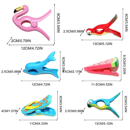 1/2PCS Cute Plastic Beach Towels Clips Large Drying Rack Retaining Clip Windproof Clothes Pegs Pins Animal Decorative Clothespin