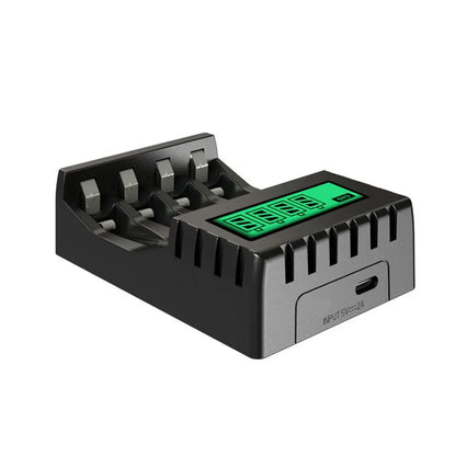 Battery Charger 4-slot Charger for Charging 1-4 Batteries Smart Charger with LCD for AA/AAA NiCd NiMh Rechargeable Batteries