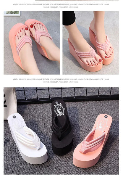 2025 flip flops for women, thick bottom, anti slip, wear-resistant, fashionable, versatile, women's outdoor cool slippers