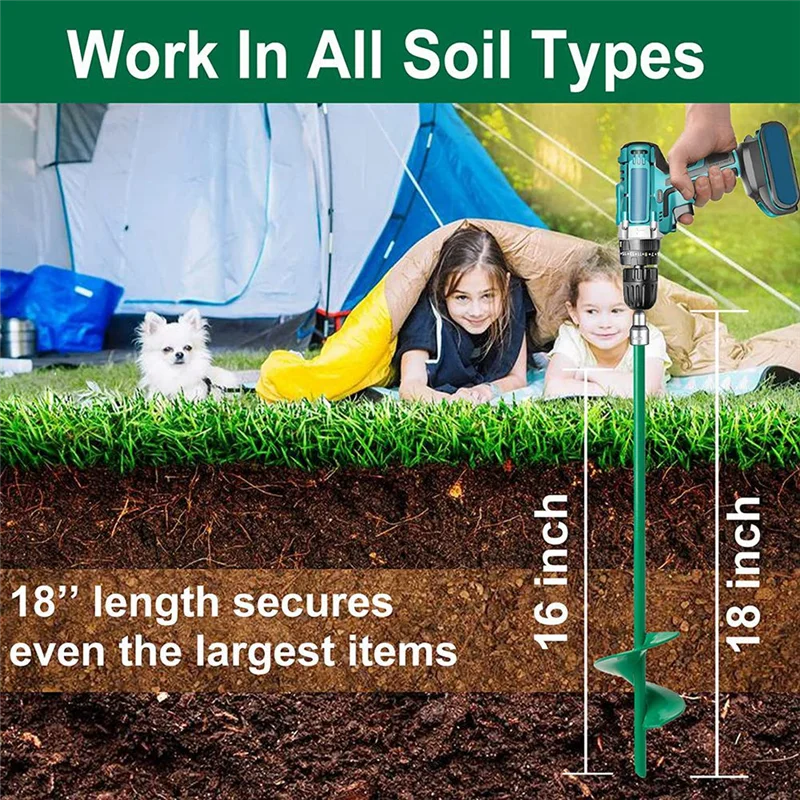 BHBD-4 Pcs 18In Ground Anchors Kit Helix Earth Ground Anchor For Camping Tent,Canopies,Swing Sets