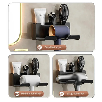Wall Mounted Hair Dryer Holder for Bathroom Shelf Hair Dryer Storage Rack Plastic Hair Dryer Stand Bathroom Organizer