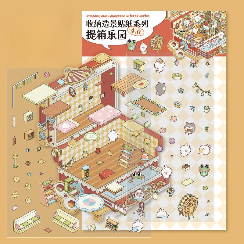 Creative Design Landscaping Sticker for Student Cute Cartoon Magic 3D Stack Scene Scrapbook Sticker Sweet Student Supplies