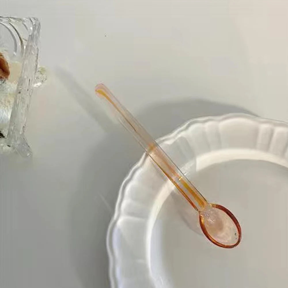 Crystal Spoon Glass Tea Spoon Creative Coffee Spoon Dessert Cake Spoon Tableware Milk Coffee Stirring Spoon Kitchen Dinnerware