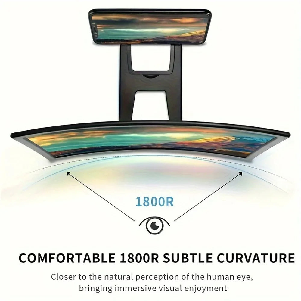 3D HD 12 Inch Phone Screen Magnifier Curved Screen Movie Video Amplifier Stand Portable Smartphone Large Screen Amplifier Holder