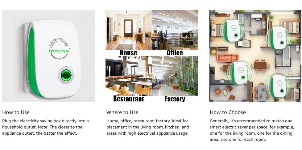Electricity Saving Box US/EU Adapter Intelligent Power Factor Saving Device Smart Power Saver Cost Reducing Home Office