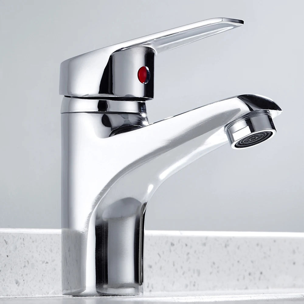 Single Lever Mixer Faucet Metal Electroplating Sink Taps Hot Cold Water Sink Mixer Tap Modern Basin Sink Faucet Durable Sink Tap
