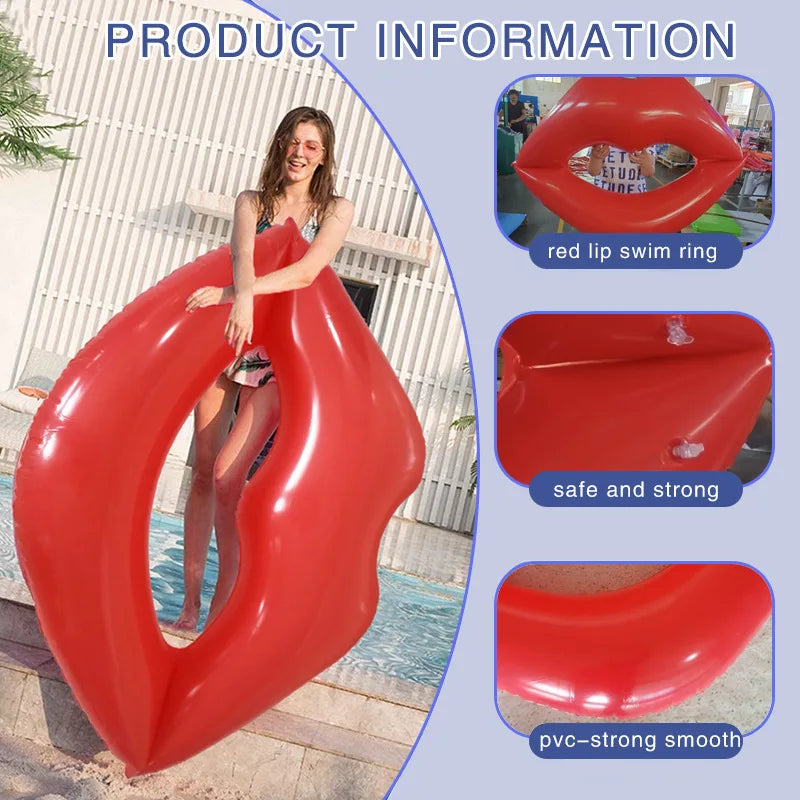 Red lip swimming ring Inflatable pool flash swimming ring swimming tool pool lifebuoy swimming pool float adult pool