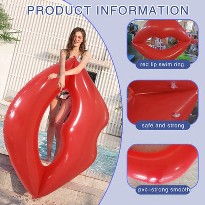 Red lip swimming ring Inflatable pool flash swimming ring swimming tool pool lifebuoy swimming pool float adult pool