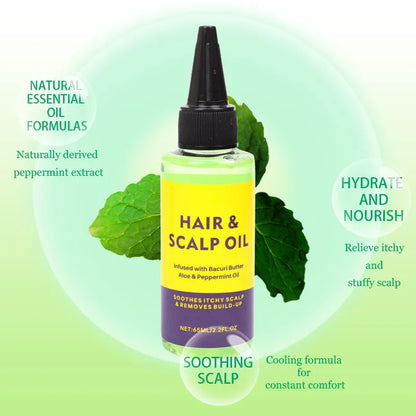 Hair Scalp Oil 65Ml Anti Drynes Soothes Itchy Scalp And Removes Product Build Up Infused With Bacuri Butter Aloe&Peppermint Oil