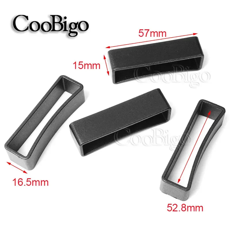 10pcs/pack Black Plastic Belt Loop Keeper Square Loop Buckles Belt Harness Backpack Straps