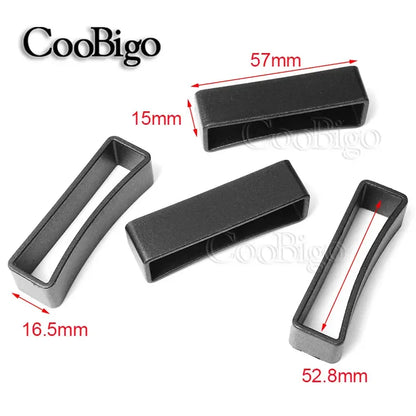 10pcs/pack Black Plastic Belt Loop Keeper Square Loop Buckles Belt Harness Backpack Straps