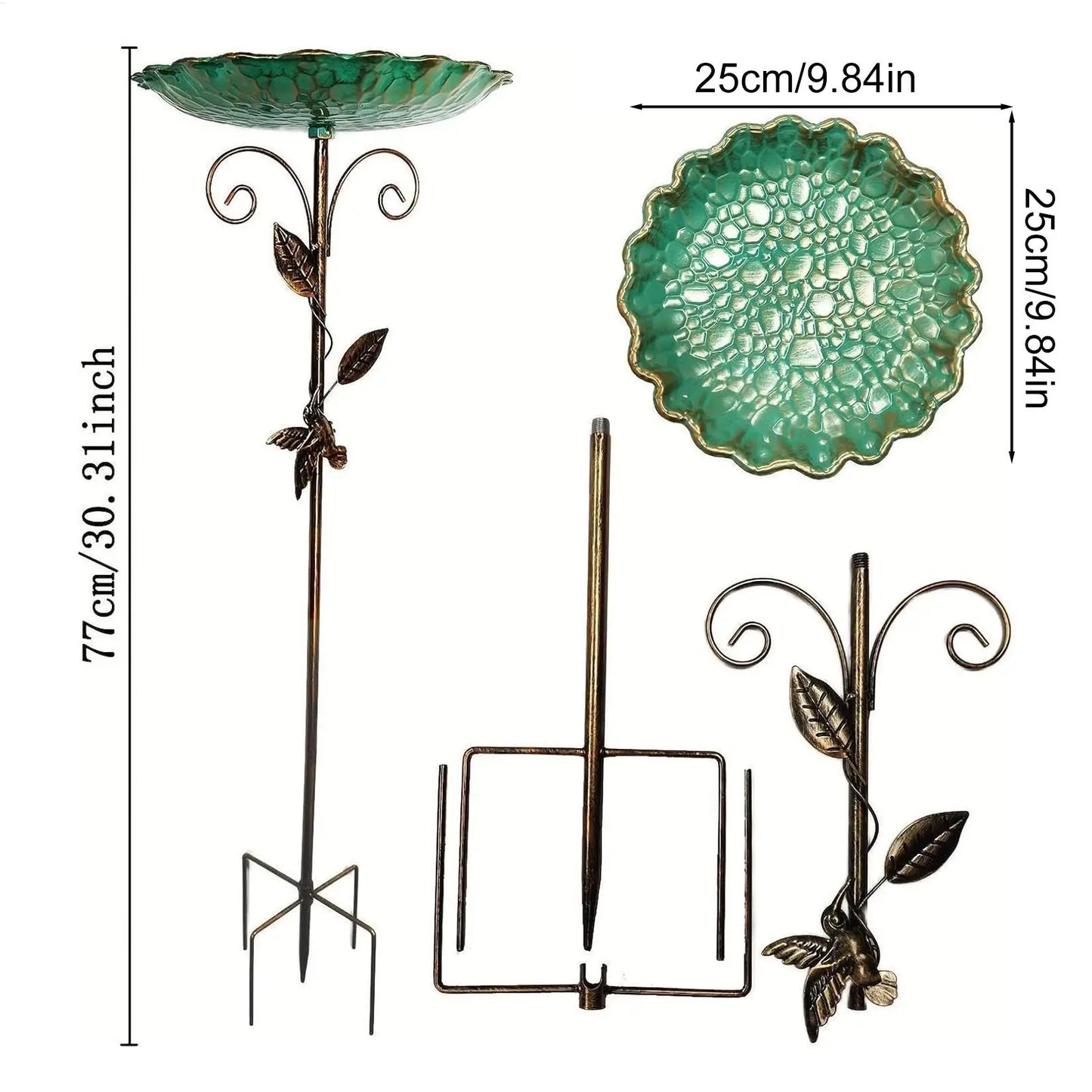 Birdbaths for Outdoors Garden Birdfeeder Standing Metal Bird Feeder Bowl Height Adjustable Winterproof Decorations for Yard