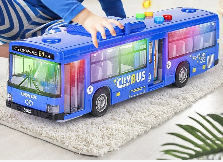 High Quality Simulation Bus Large Size Drop-resistant Light Music Inertia Bus Model Pull Back Car Educational Toys Gifts