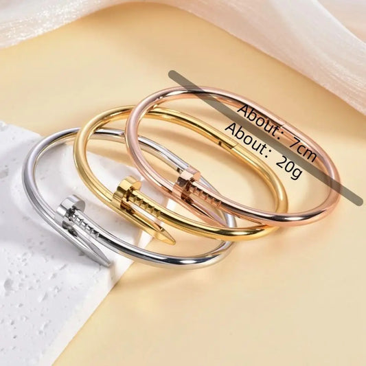 UILZ Simple 316 Nail Light Luxury Titanium Steel Jewelry Women's High Quality Bracelet Multi Functional Non-fading Hand Jewelry