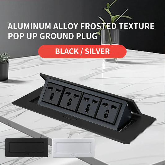 Multifunctional Slow-Rise Pop-Up Socket with USB/HDMI - Aluminum Alloy Embedded Conference Desk Socket