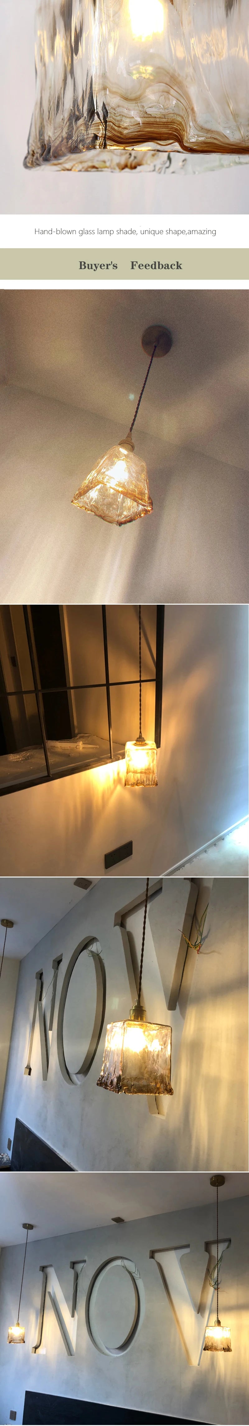 Antique hanging lamp Art Deco Design rustic light Led glass lampshade lampshade for Bedroom Room dining table lamp