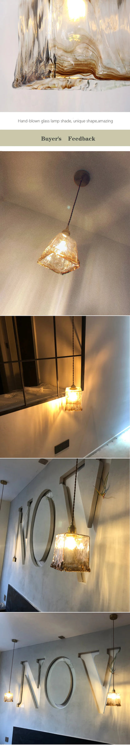 Antique hanging lamp Art Deco Design rustic light Led glass lampshade lampshade for Bedroom Room dining table lamp