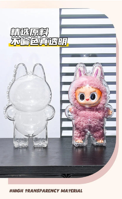 Labubu Case Sitting Party Transparent Protective Shell Dust Cover Protect Knapsack Hanging Decorations Christmas Gift Kids Toy