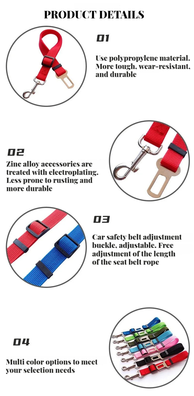 Retractable Pet Car Seat Belt - Securing the Dog During Travel - Adjustable Harness and Belt - Essential Car Travel Supplies