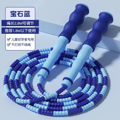 2.8m Soft Beads PVC Cord Silicone Skip Rope for Baby Kids Girls Exercise Fitness Jump Rope Adjustable Bamboo Beaded Jumping Rope