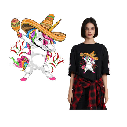 Rainbown Unicorn Heat Thermal Transfer For Clothes Cute Cartoon Iron-On Transfers Sticker On Babys Clothes DIY Aniaml Applique