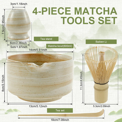 5Pcs Matcha Set Elegant Matcha Tea Set Includes Matcha Bowl Matcha Whisk Holder Bamboo Matcha Whisk and Scoop for Tea Lovers