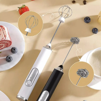 1pcs Coffee Milk Frother Blender 3 Speeds Adjustable Handheld Milk Frother Stainless Steel Electric Milk Frother USB Recharge