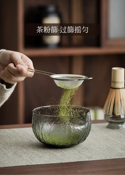 5Pcs Matcha Whisk Set Clear Glass Matchas Tea Set Matcha-Making Kit with Matcha Bowl Matcha Cup Matcha-Whisk for Tea Lovers
