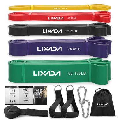 Lixada Pull Up Assist Bands Set Resistance Loop Bands Powerlifting Exercise Stretch Bands with Door Anchor Foam Handles Hooks