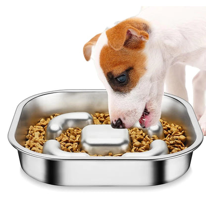 Dog Slow Feeder Bowls 304 Stainless Steel Dog Slow Feeder Bowl Available on Both Sides Slow Feeding Feeder Pets Cats Dog Bowls