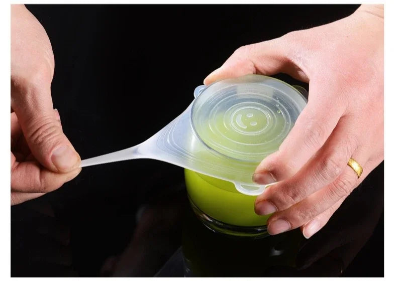 6PC Silicone Cover Reusable Durable For Fresh Food Leftovers Keep Food Fresh Washable Cookware Bowl Microwave Cover Stretch Lids