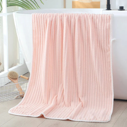 Big towel, candy, coral velvet bath towel, soft, skin friendly, water absorbing, non hair shedding, thickened beach sports towel