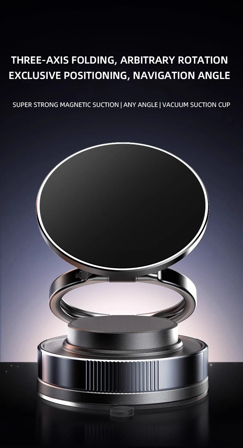Foldable Car Phone Mount Dashboard Phone Bracket Ultra Magnetic Phone Holder 360 Degree Rotation Vacuum Suction Cup GPS Stand