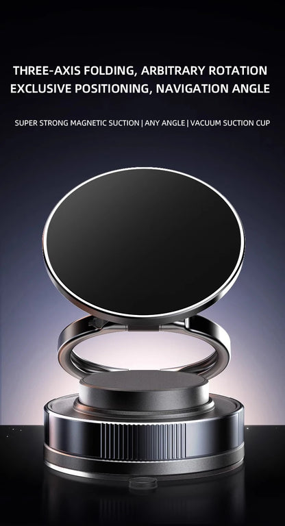 Foldable Car Phone Mount Dashboard Phone Bracket Ultra Magnetic Phone Holder 360 Degree Rotation Vacuum Suction Cup GPS Stand