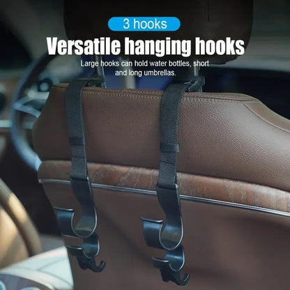 2pcs Car Back Seat Hook Multi-function Rear Seat Headrest Hanging Hook Umbrella Holder Seat Back Storage Interior Organizer