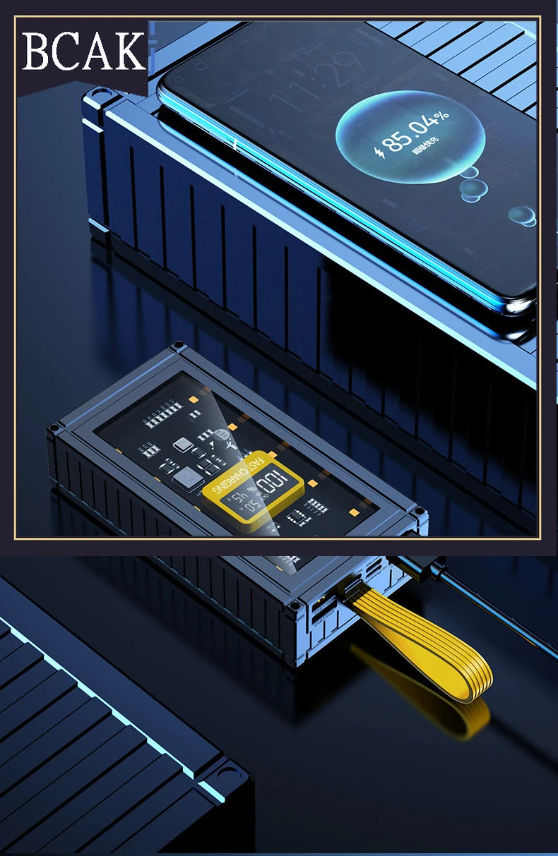 BCAK  Brand discount store 30000mAh 50000mAh 120W Fast Charging Transparent Power Bank 200000mAh Large-capacity Mobile Power