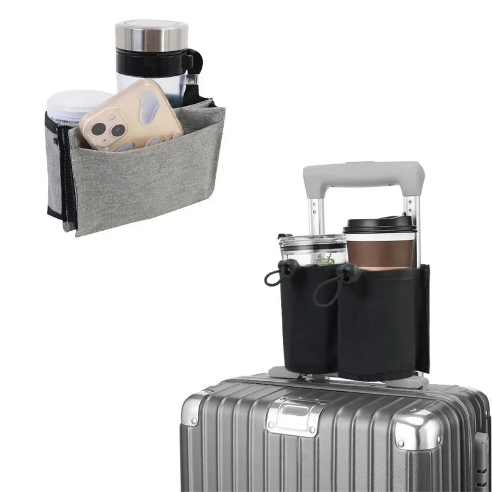 Travel Luggage Cup Holder Durable Free Hand Suitcase Drink Bag Travel Milk Tea Coffee Mugs Holder Fits All Suitcase Handles