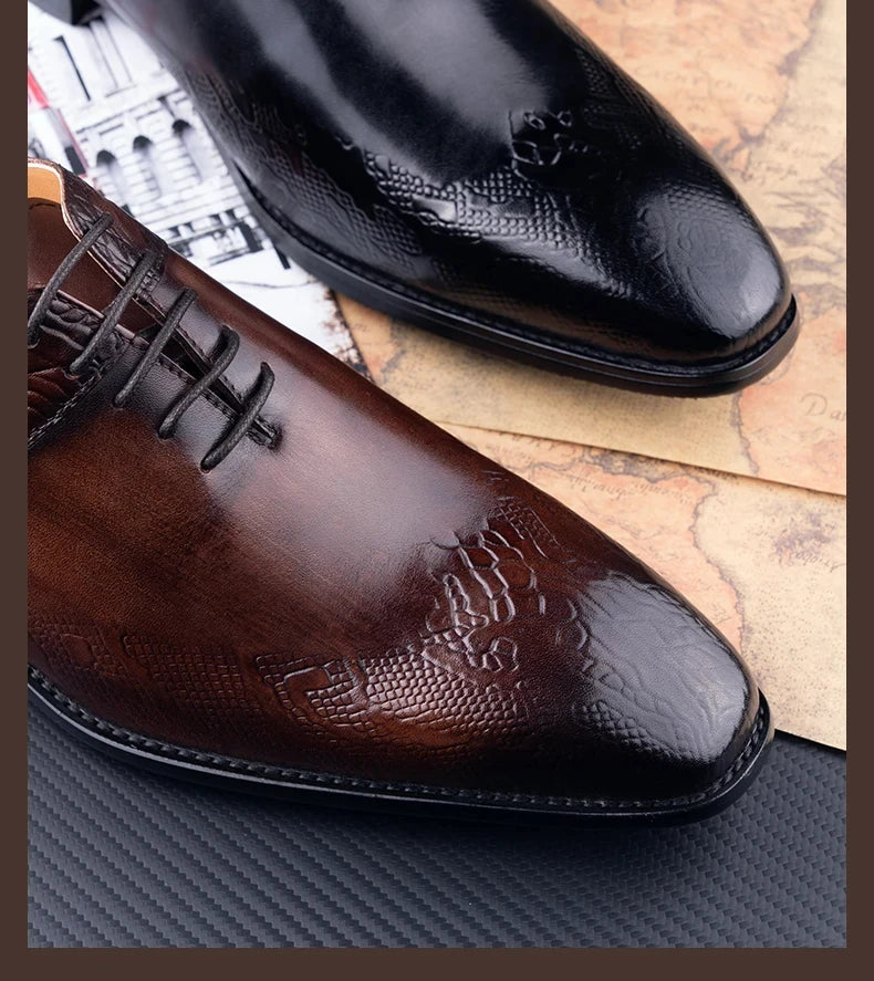 YAOLIDA Business Oxfords Shoes For Men Luxury Handmade Dress Wedding Office Side pretty Printing Preminum Formal Leather Shoe CN