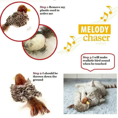 Interactive Cat Toys Flapping Bird Cat Toy Flying Wings Sparrow Catnip Toys Vivid Chirping Simulation Bird Interactive Pet Toy