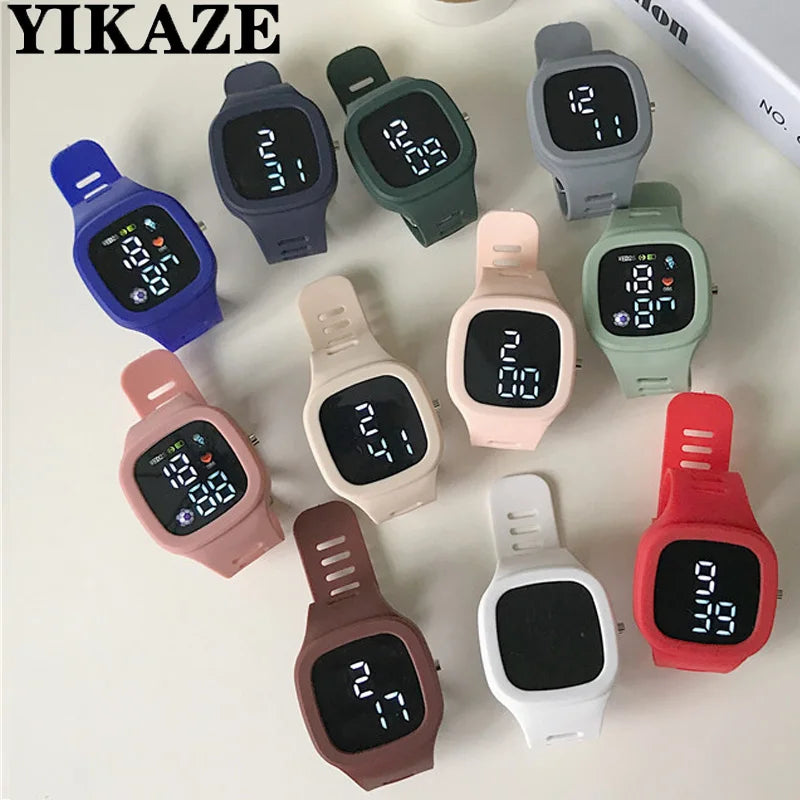 Sports Electronic Watch for Kids Children LED Digital Watch Big Dial Silicone Football Sports Watch Boys Girls Student Clock
