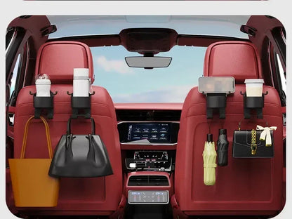 2Pcs Car Seat Headrest Hook Hanger Storage Organizer Universal with Cup Holder for Handbag Fit Universal Vehicle Car Accessories