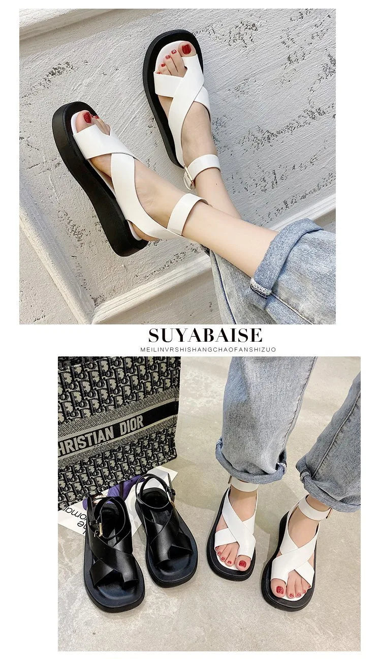 HOT Women's Sandals 2022 Summer Solid Color Comfortable Female Beach Shoes Chunky Sandals For Woman Non-Slip Shoe