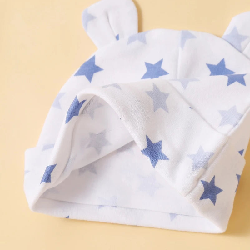 Three Piece Babys Hat 100% Cotton Soft and Comfortable Cap, Fashionable and Simple Newborn Headgear