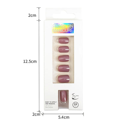 Short Full Press on Nails 24 Pcs False Nails Set Stick on Nails High Quality Reusable Fake Nails Solid Color Design Nail Art