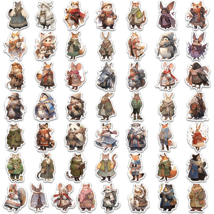 50PCS Creative Winter Animal Cute High Beauty Stickers Phone Cases Handbooks Water Cup Stickers