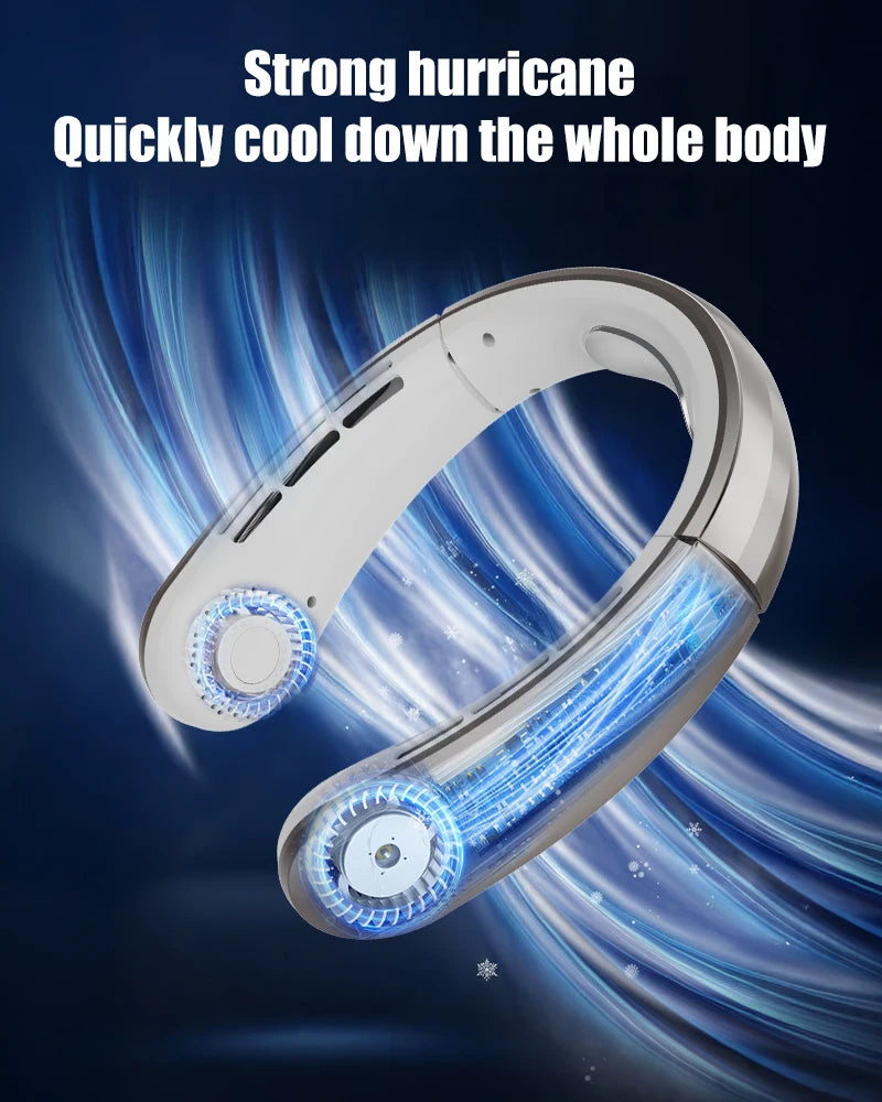 2025 Mini Neck Fan Hanging Neck Fan Portable Leaveless Air Conditioner Digital Display Air Conditioner Charging Neck Fan