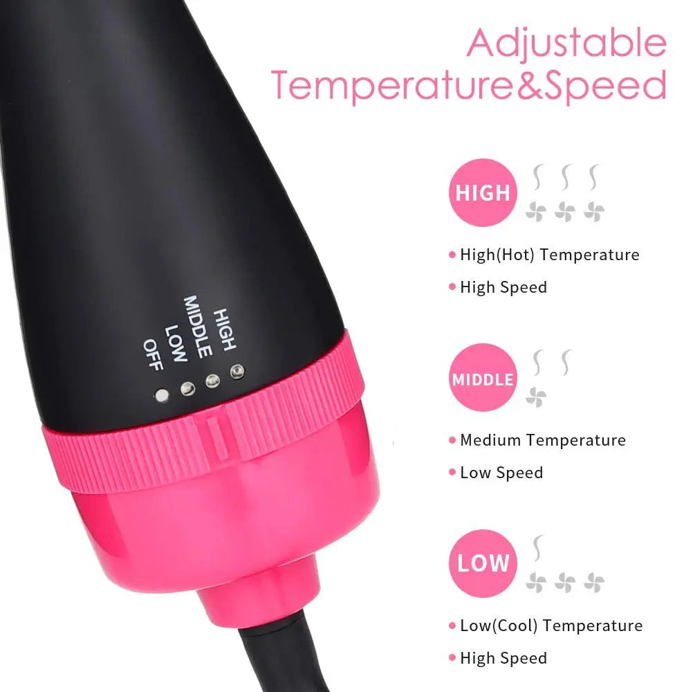 One Step Hair Dryer and Volumizer Round Hot Air Brush 3 in 1 Anti-Scald Negative Ion Hair Straightener Brush Comb Curler Styler