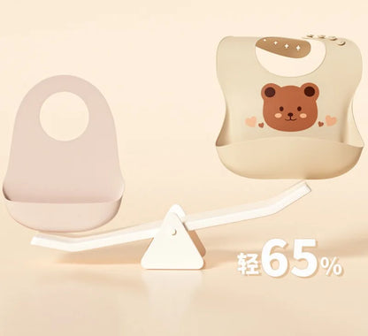 Children's Saliva Feeding Bib Cute Cartoon Baby Bib Waterproof and Adjustable Soft Silicone Bib Baby Feeding Accessories Bibs