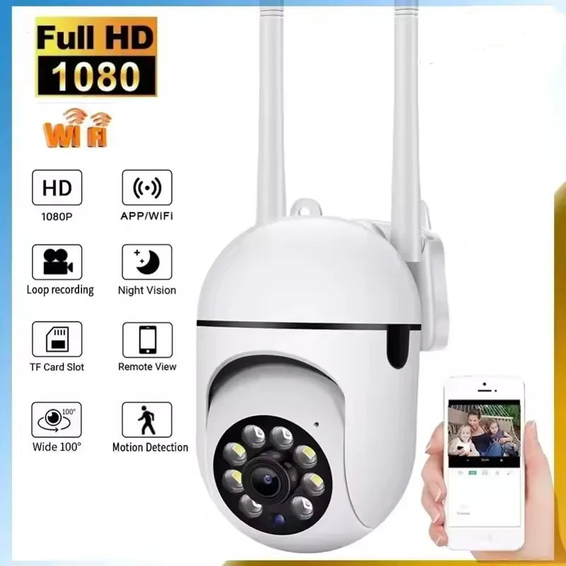 Home Security Camera 1080P HD Camera Surveillance Camera Night Vision Motion Detection Siren WiFi Remote Two-Way Audio Waterproo