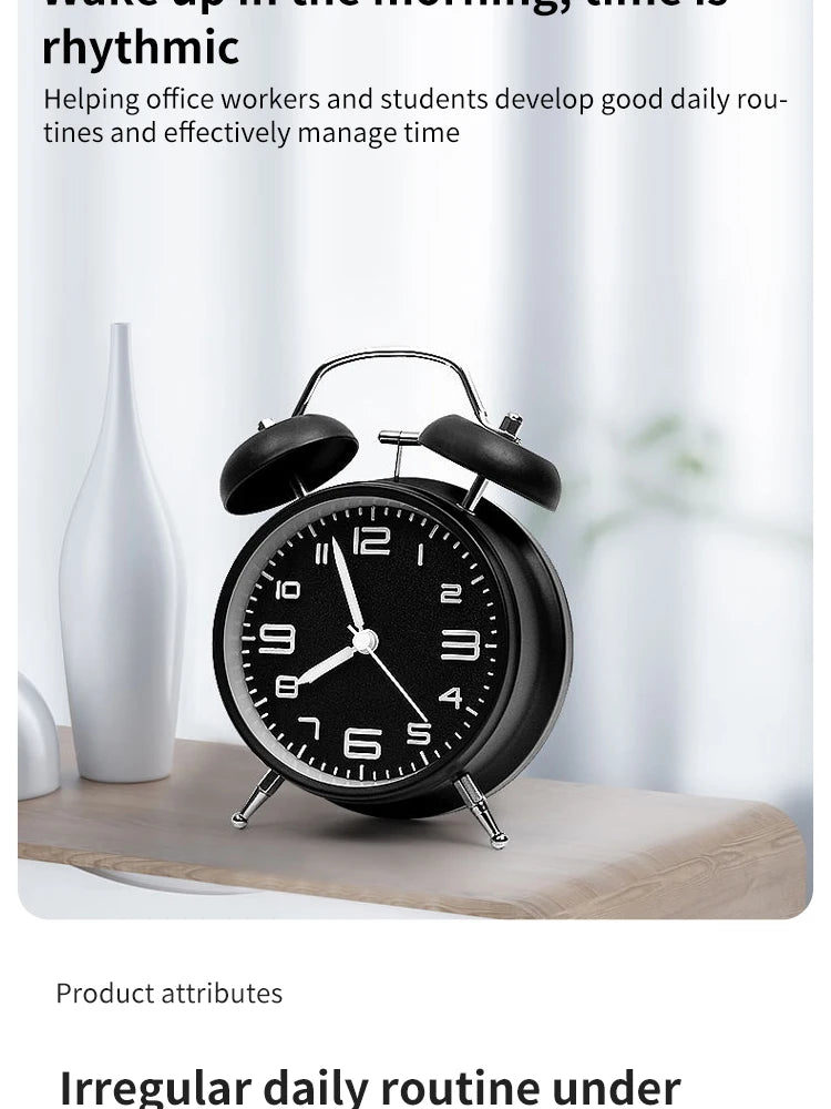 Smart Alarm Clock Metal Ringing Alarm Clock Student Kids Alarm Clock Bedside Alarm Clock Home Bedroom Decoration Clock